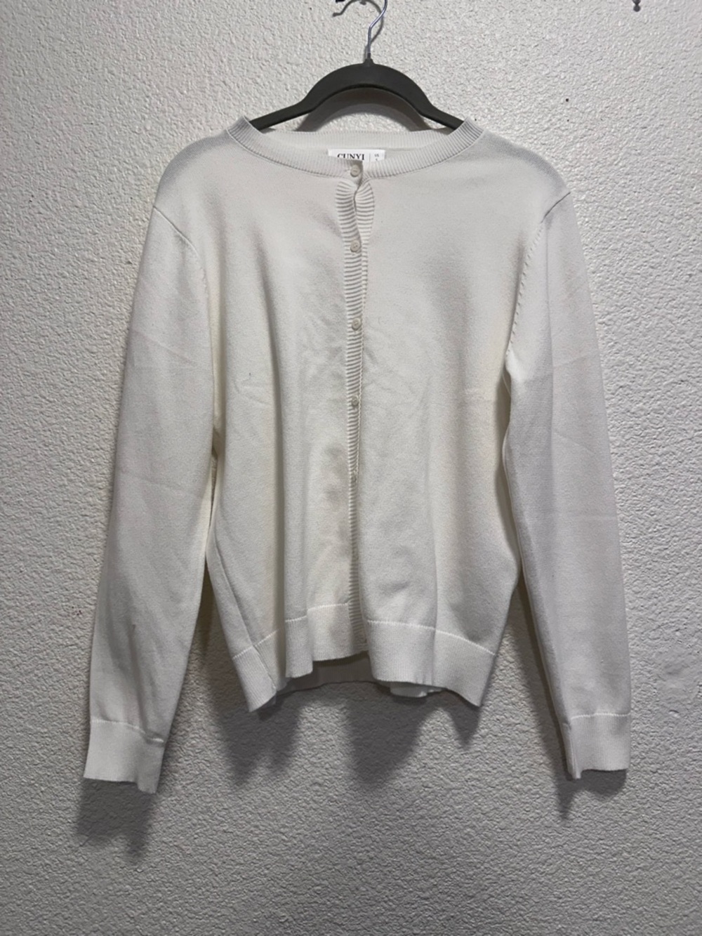 White Button-Back Lightweight Cardigan